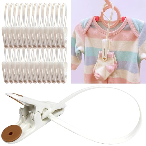 Image of HASHI Premium Baby Clothes & Pants Clips 36 Pack, Silicone Pads for Non-Slip Hanger Clips, Space-Saving Organizer for Baby & Toddler Laundry, Closet, Socks, Stroller, Travel & Drying Rack