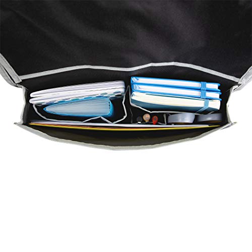 Over The Door Magazine Storage Pockets Hooks Books Organizational Back To School Office Home, 14'W X32"H, Color: Black & Silver. #TOP3