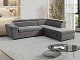 Vente-unique - Sofá Cama rinconera Derecha de Tela Gris VALDERAS