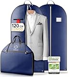 SEMPLICE DA TRASPORTARE - La borsa porta abiti da viaggio donna e uomo è dotata di due maniglie e si ripiega facilmente. La borsa da viaggio porta abiti pieghevole da uomo è perfetta per abito, giacche, blazer, camicie e vestiti durante il vostro prossimo viaggio!