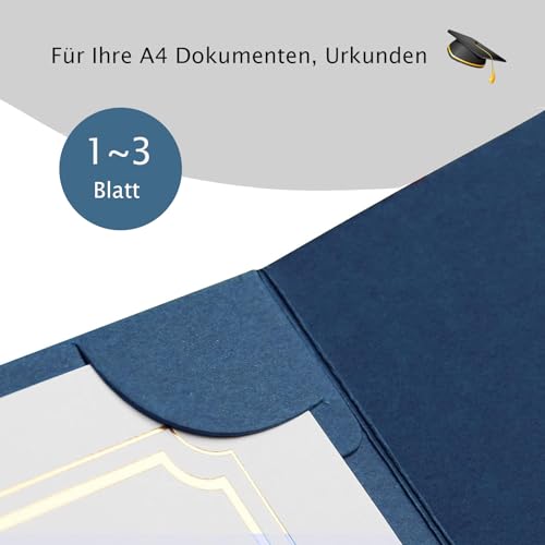 XGOPTS 5 Stück Urkundenmappe A4 Karton Dokumentenmappe 300 g/m² Hochwertige Übergabemappen Urkundenhülle für DIN A4 Papier (Königsblau)