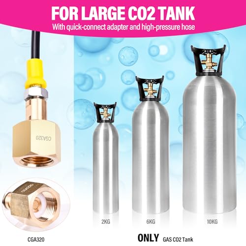 CO2 Quick Adapter with 60in High-pressure Hose, CO2 Quick-Connect Compatible with Duo/Terra/Art/E-Duo/Crystal 3.0/GAIA Soda Maker, CGA320 Valve for Large CO2 Tank by ADTIO - Image 4