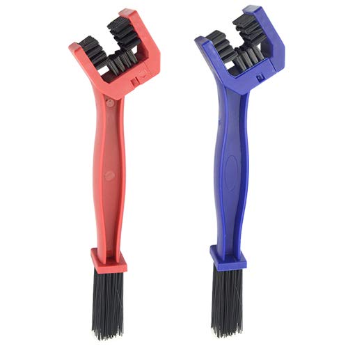 WMYCONGCONG 2 PCS Motorcycle Bicycle Bike Chain Cleaning Brush Tool Chain Washer Cleaner Crankset Brush Mountain Bike Maintain Cleaning Tool, Blue and Red