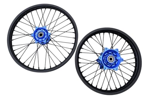 avdb-moto Paar Felgen/Komplett Vorne Hinten 21" / 18" kompatibel mit YAMAHA YZF 450 2014-2018, YZF 450 2019-2022, YZF 250 YZ250F 2014-15, YZF 250 YZ250F 2016-19, YZF 250 YZ250F 2020-23 Enduro (Blau)