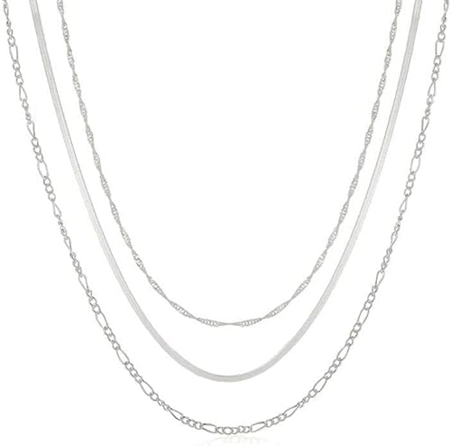 JECOMY 14K Gold Plated Layering Necklaces For Women Gold Necklace Set, Cuban Lin