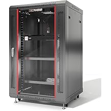 Sysracks 18U Wall Mount Av Server Network Rack 24 inch Deep Data Cabinet on Wheels - Cooling Fan - 2 Shelves - PDU - Casters - Dust Tight Cable Entries