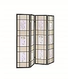 Coaster Home Furnishings CO-4407 4-Panel Folding Screen with Floral Motif, Multicolor