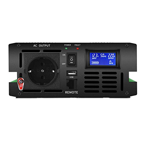 MOBILEKTRO® 1500W Reiner Sinus-Spannungswandler 12V auf 230V MPI-12/1500 Wechselrichter mit USB-Port incl. Fernsteuerung und LCD-Anzeige Inverter Konverter mit Spitzenleistung 3000 Watt
