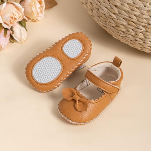 Image of Meckior Infant Baby Girl Sandals Soft Non-Slip Rubber Sole Handmade Princess Wedding Dress Shoes Toddler First Walkers