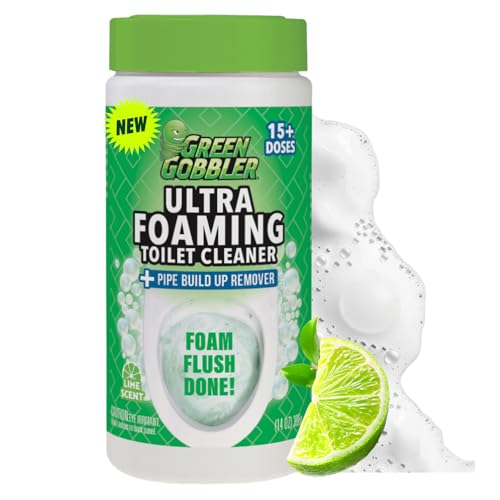 Green Gobbler Ultra Foaming Toilet Cleaner – 15+ Doses, Self-Activated Foam, Removes Tough Stains & Pipe Buildup, Helps Prevent Clogs