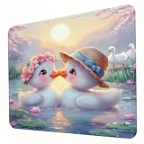 Tappetino Mouse, Tappetino Mouse Gaming 420 x 350 mm, Protezione Antiscivolo, Tracciamento ad Alta Velocità, Piccolo Mousepad Sottomano Scrivania per Ufficio, Gaming e Laptop, Carino duck J0-604