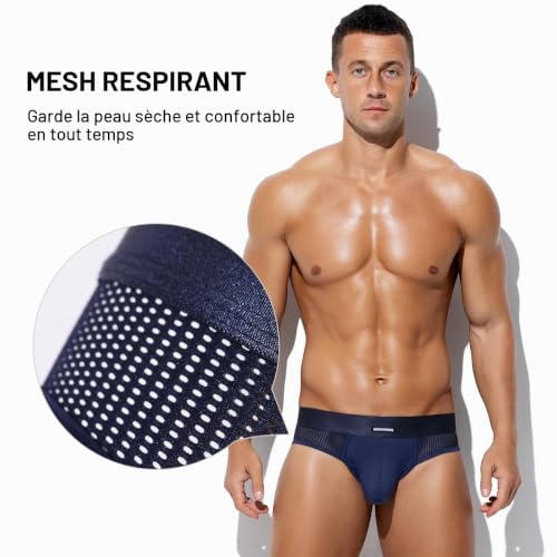 Casey Kevin Slip Homme Sexy Mesh Confort Sport Respirant sous-vêtements Slips Homme – vue 9