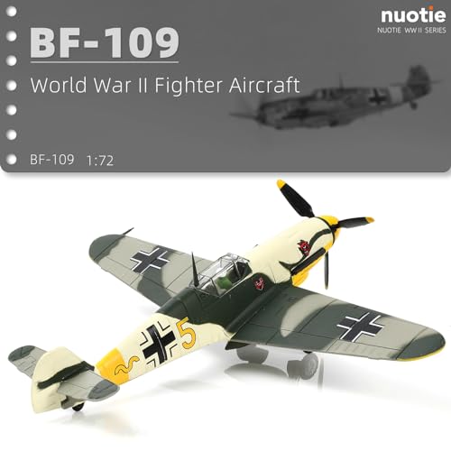 NUOTIE 1/72 Messerschmitt BF-109 German WWII Fighter Aircraft Scale Model Jungle Camouflage Edition Collectible for Military Hobbyists and Veterans