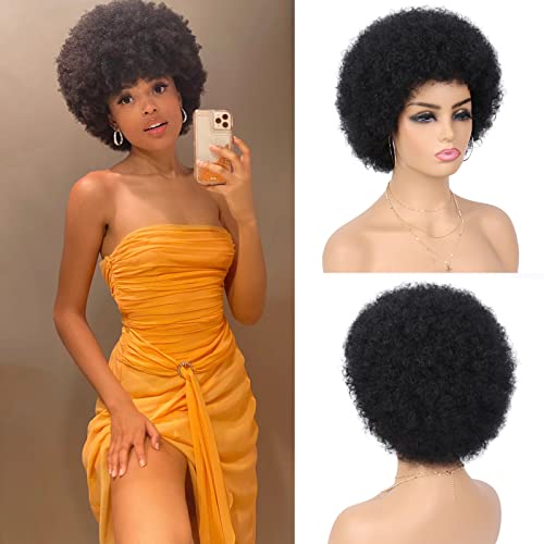 G&T Wig 70S Afro Wigs For Black Women, Afro Puff Wigs Bouncy And Soft Natural Looking Full Wigs For Daily Party Cosplay Costume(1B) #TOP1