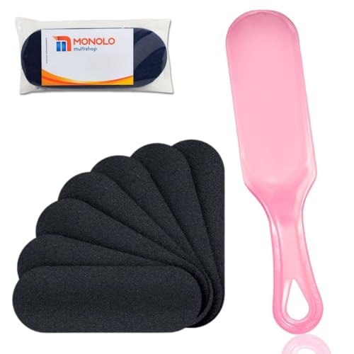 50 Lixas Pés Refil Descartável + 1 Base Suporte Acrílico Podóloga Profissional Salão Spa Pés Marca MONOLO MULTISHOP (Preto)