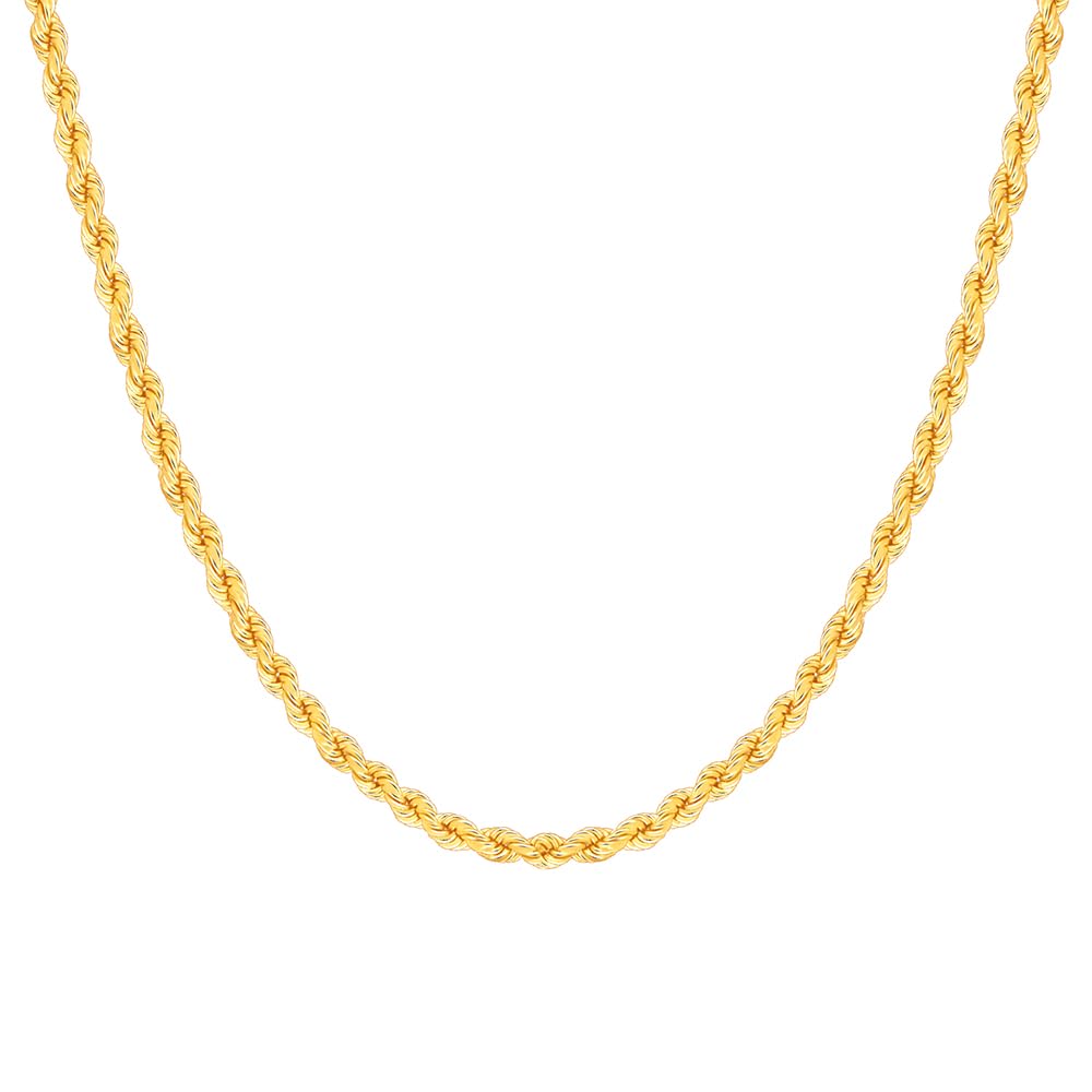 925 Silver Golden Rope Chain For Him| Gifts for Men & Boys | With Certificate of Authenticity and 925 Stamp | 6 Months Warranty