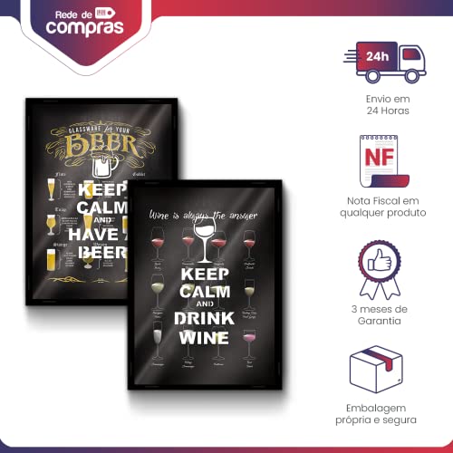 Kit com 2 Quadros: 1 Porta Rolha Vinho + 1 Porta Tampinha Cerveja - cód. 2582 + 2580