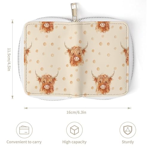 Scottish Highland Cow And Dot Small Business Credit Card Holder Wallet with 20 Card Slots Case Coin Purse Pouch3