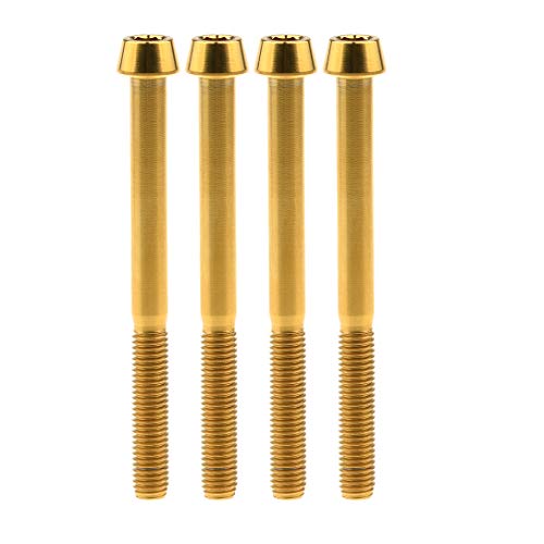 Image of Titanium Ti Bolt M5x9 16 18 20 25 30 35 40 45 50 55 60mm Tapered Head Screws Pack of 4 (M5x60mm, Gold)