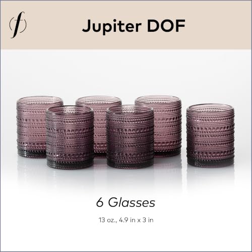 FORTESSA Jupiter Beaded Hobnail Glass Vintage Themed Drinkware Set, 10 Ounce Double Old Fashioned Glass (Set of 6), Dishwasher-Safe, Purple by Fortessa - Image 7