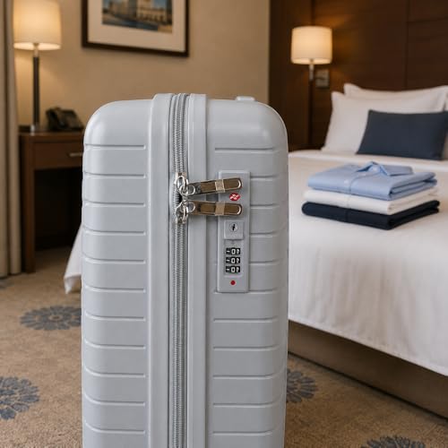 Image of 3G VACANZA Trolley Bags Hard Case Polypropylene, 4 Spinner Wheels, 360 Degree Wheeling Carry on Luggage, Travel Bag, Suitcase for Travel, Trolley Bags for Travel, 28 in Silver