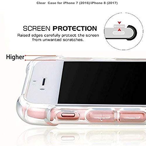 [2Pack] Compatible With Iphone 7 Case, Iphone 8 Case,Se 2020, Ieugen Crystal Clear Shock Absorption Technology Bumper Soft Tpu Cover Case For Iphone 7 (2016)/Iphone 8 (2017)-Blue+Rosegold #TOP4