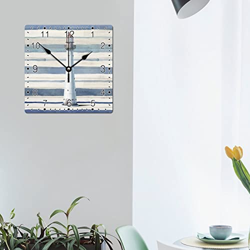 Godblessign Rustic Boat Lighthouse Wall Clock Beach Decor Life's A Beach Large Wooden Wall Clocks Battery Operated 12 Inch Silent Farmhouse Cabin Wall Decor For Living Room Kitchen Bedroom #TOP4