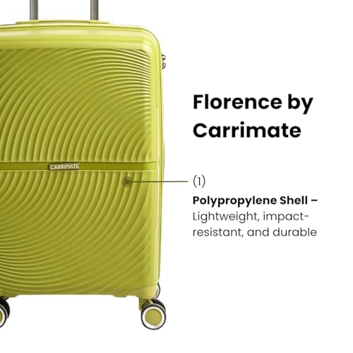 Image of CARRIMATE Florence Trolley Bag Set of 2 | Medium 63 cm & Large 73 cm | Polypropylene Hard Luggage Suitcase | Lightweight Travel Trolly Bags | Combination Lock | Anti-Theft Zippers | Green