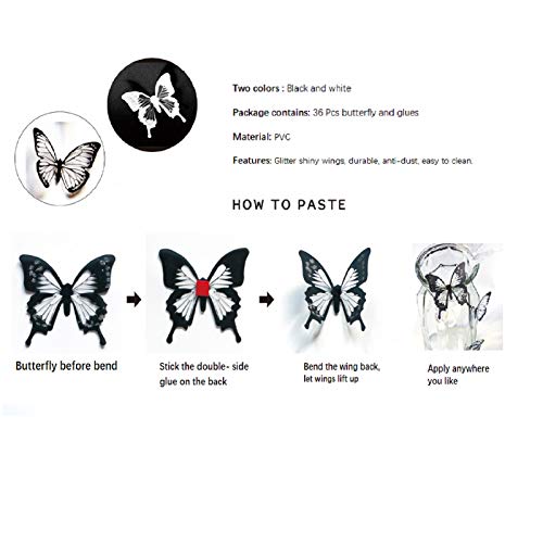 Butterfly Wall Stickers Decal, 36 Pcs 3D Black And White Butterfly Stickers With Adhesive,Qyeaber Crystal Butterflies, Removable Art Mural For Baby Kids Bedroom #TOP5