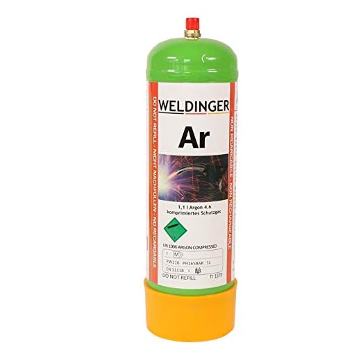 110 bar Argon 4.6 Schutzgas-Einwegflasche 1 Liter (110 Liter Schweißgas für WIG und MIG-Schweißen)