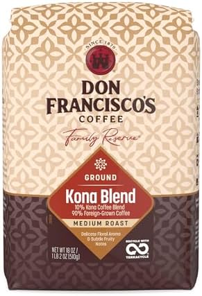 Don Francisco's Kona Blend Ground Coffee, Medium Roast, 18 OZ Bag