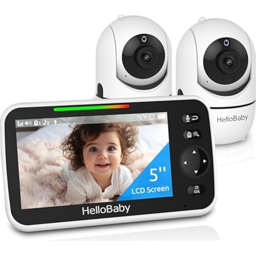 HelloBaby HB6550-2 5" Dual Camera Baby Monitor No WiFi, Pan Tilt Zoom