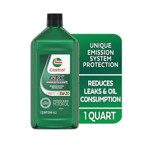 Image of Castrol GTX High Mileage 5W-20 Synthetic Blend Motor Oil, 1 Qt, Pack of 6