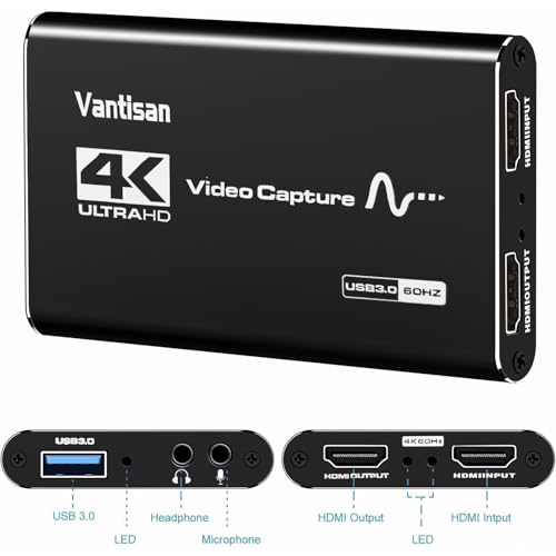 Tarjeta de captura de video 4K VANTISAN HDMI USB 3.0 con entrada de micrófono para PS5 6