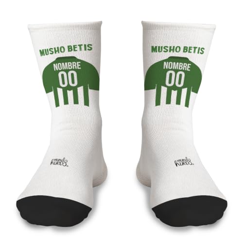 mundohuevo Par de Calcetines | Camiseta Betis | Personalizado con nombre y numero | Tacto algodón | Talla única | Haz un regalo único y divertido
