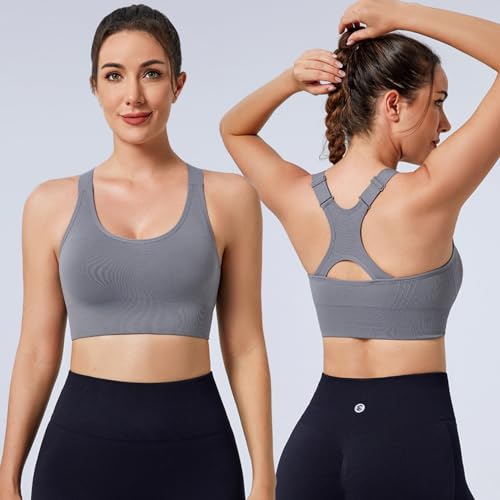 Image of Evercute High Impact Sports Bras for Women 3 /4 /5 Pack, Adjustable Straps Padded Supportive Seamless Racerback Running Bras