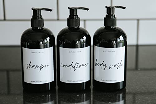 Bathroom Decor Decorative Shampoo Dispenser With Pump, Set Of 3 Shampoo Conditioner And Body Wash Dispensers, Bathroom Set Black Shampoo And Conditioner Dispenser, Bathroom Shower Organization #TOP2