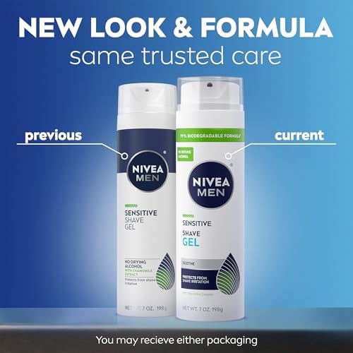 NIVEA MEN Sensitive Shave Gel, No Drying Alcohol, Mulitpack, 3 x 7 OZ