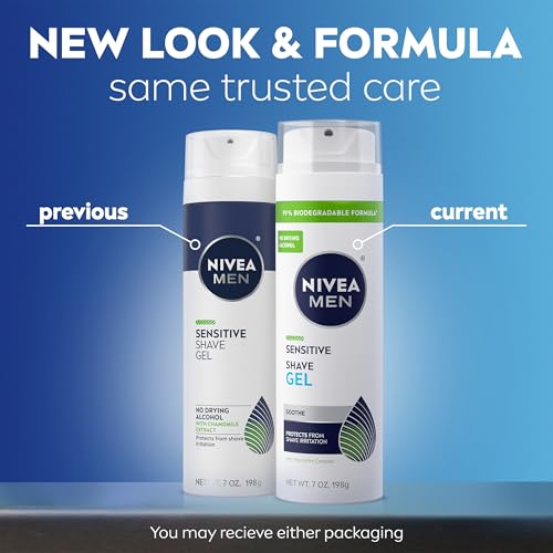 Foto von Nivea Men NIVEA Men Sensitive Rasiergel - schützt empfindliche Haut vor Shave Irritation - 7 Unzen Dose (3er-Pack)