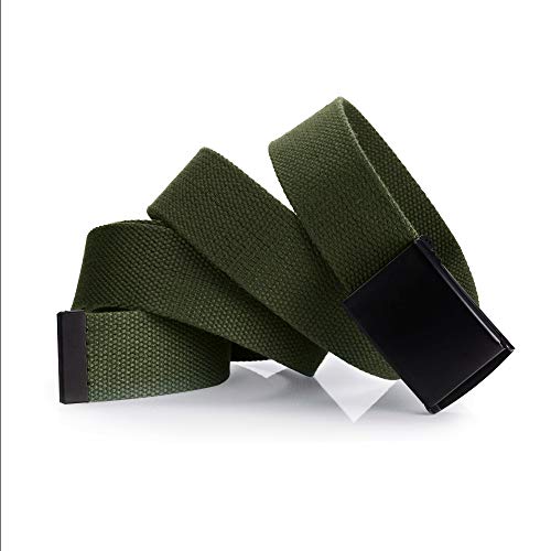 Image of Mile High Life Cut To Fit Canvas Web Belt Size Up to 52 inch with Flip-Top Solid Black Military Buckle