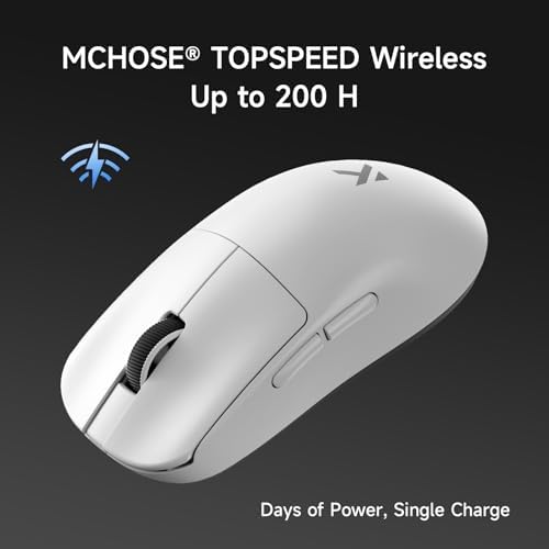 MCHOSE L7 Ultra+ Wireless Gaming Mouse, Lightweight 48g, Ergonomic Mouse with 42K DPI, PAW3950, Optical Switch, 20000 FPS, Dual 8K Polling, 7 Programmable Buttons, 3-Mode Connect, PC/Mac - White - 3