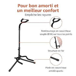 Amazon Basics Support de guitare pliable et réglable pour acoustiques et électriques, guitares basses et banjos, Noire - Les Beatles, Paul McCartney, John Lennon, RIngo Starr, George Harrison Amazon Basics Support de guitare pliable et réglable pour acoustiques et électriques, guitares basses et banjos, Noire – Image 2