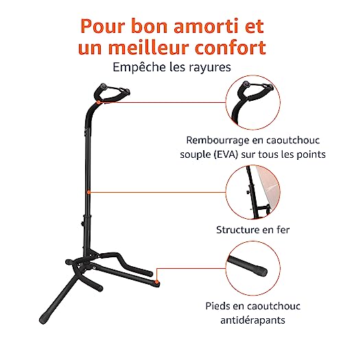 Amazon Basics Support de guitare pliable et réglable pour acoustiques et électriques, guitares basses et banjos, Noire - Les Beatles, Paul McCartney, John Lennon, RIngo Starr, George Harrison Amazon Basics Support de guitare pliable et réglable pour acoustiques et électriques, guitares basses et banjos, Noire – Image 3