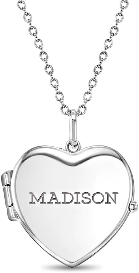 In Season Jewelry Heart Locket Necklace for Girls - Hypoallergenic 925 Sterling Silver Memory Pendant Necklace with Polished Finish - 16" Chain, Heart Jewelry for Children & Preteens