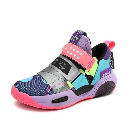 Boys Girls Fashion Basketball Shoes Non-Slip Breathable Sneakers Indoor Outdoor Kids Training Basketball Sneakers Lightweight Running Shoes Casual Sports Walking Shoes