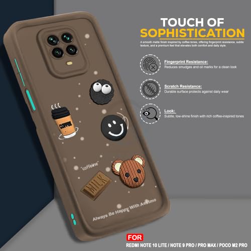 Image of AESTMO Back Case Cover for Mi Redmi Note 10 Lite /Note 9 Pro /Pro Max /Poco M2 Pro | Cute Fun Cartoon 3D Ball | Coffee Silicone Case | Full Body Protection | Camera Protection Back Cover (Brown)