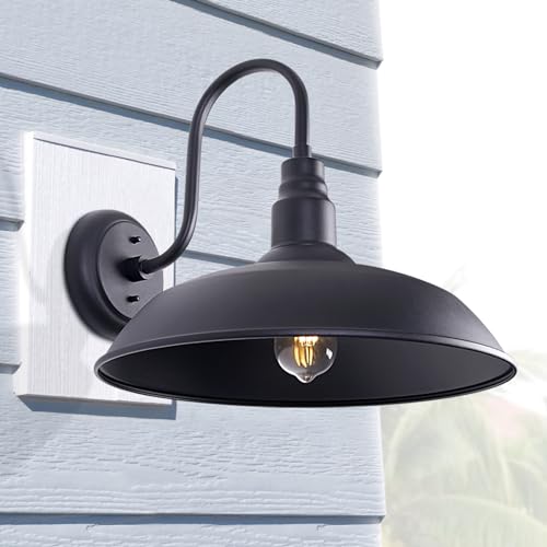 GOALPLUS 16In. Outdoor Gooseneck Light for Farmhouse, Matte Black Exterior Barn Light Fixture with Wall Mount, Outside Wall Sconce for Garage, Porch, 2 Pack by GOALPLUS - Used condition - Image 9