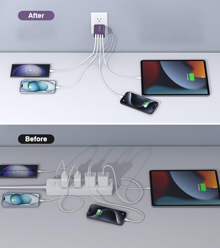 image for Dulums [2Pack] 40W USB C Plug,4-Port Fast Charger Block PD+QC 4 Port C