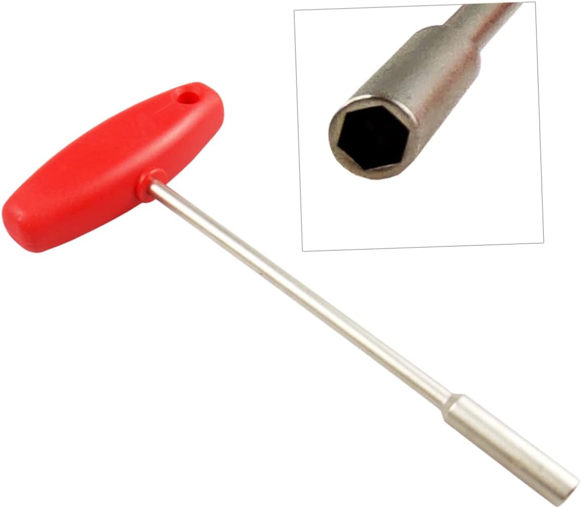 Concealed Spoke Wrench Spanner, T Shape Sleeve Tool 5.5mm | Tool Steel and Plastic Build, Red Finish, Handy in Tight Spots, for Professional or Home Use