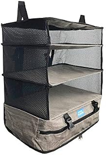 Stow-N-Go Portable Luggage System Suitcase Organizer - Large, GRAY, Packable Hanging Travel Shelves